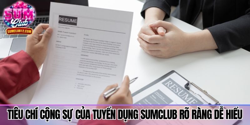 Tiêu chí cộng sự của tuyển dụng sumclub rõ ràng dễ hiểu